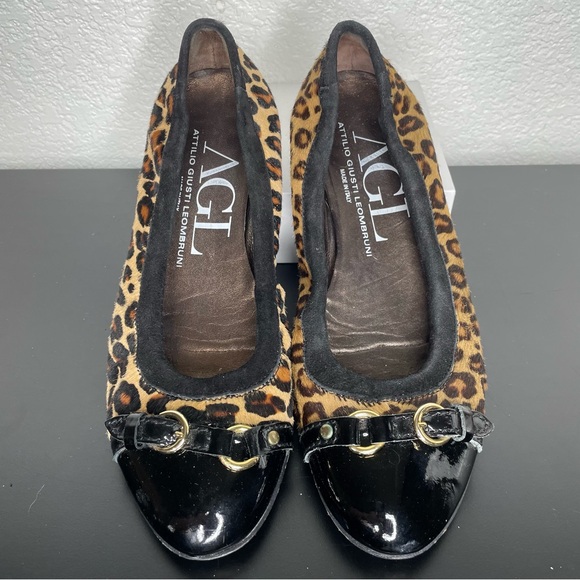 AGL Animal Print Calf Hair Cap Toe Flats 38 - Picture 3 of 8